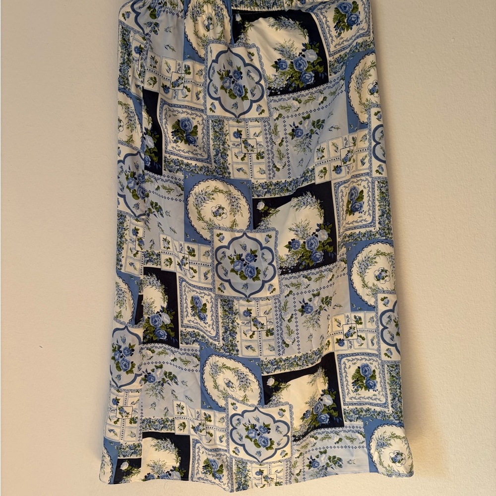 Abercrombie & Fitch Blue and White Patchwork Maxi Skirt